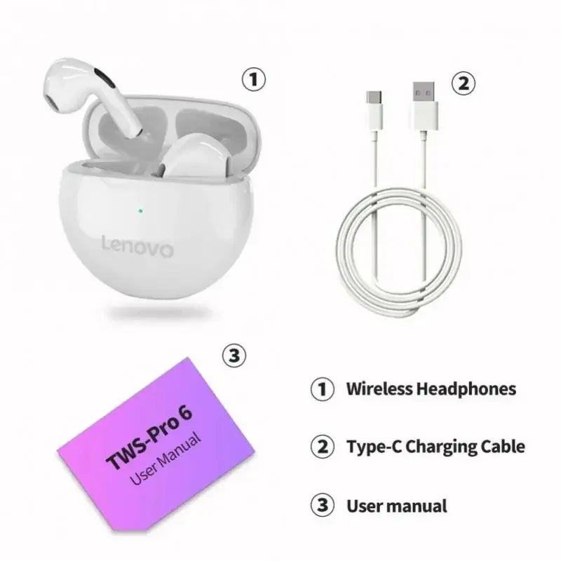 Lenovo TWS Air Pro6 Earphone Bluetooth Headphones