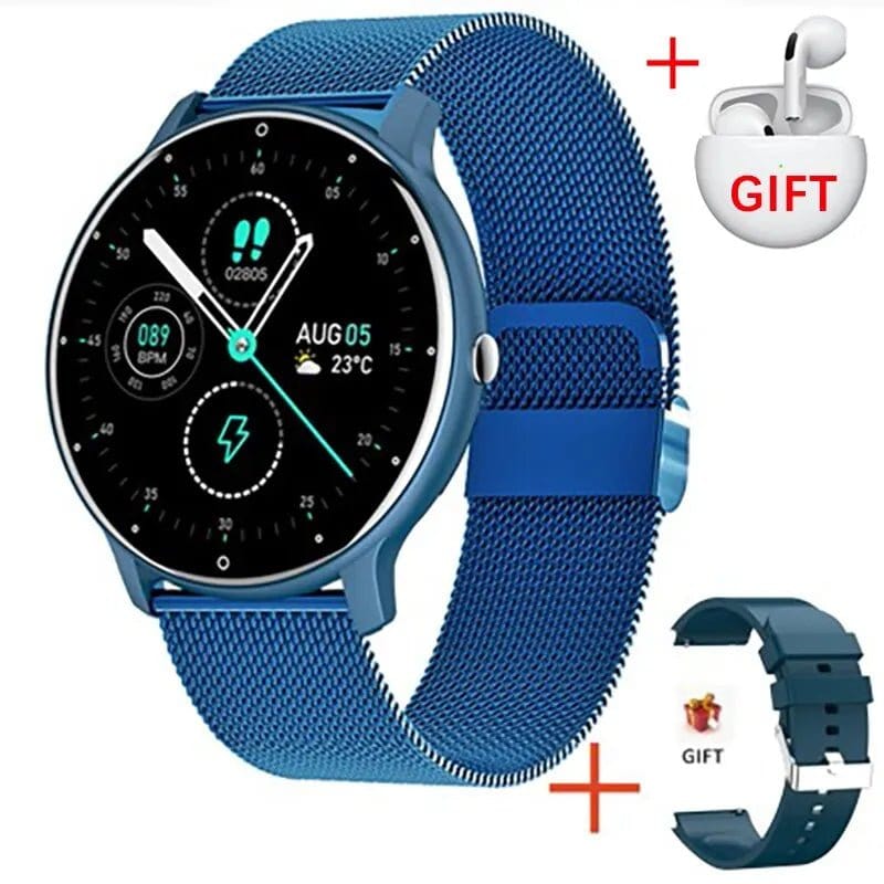 ÆLECTRONIX Blue Mesh Belt LIGE Smart Watch + Headphones