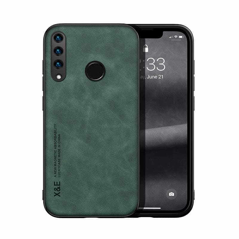 ÆLECTRONIX Huawei P30 / Dark Green Leather Magnetic Case For Huawei P30