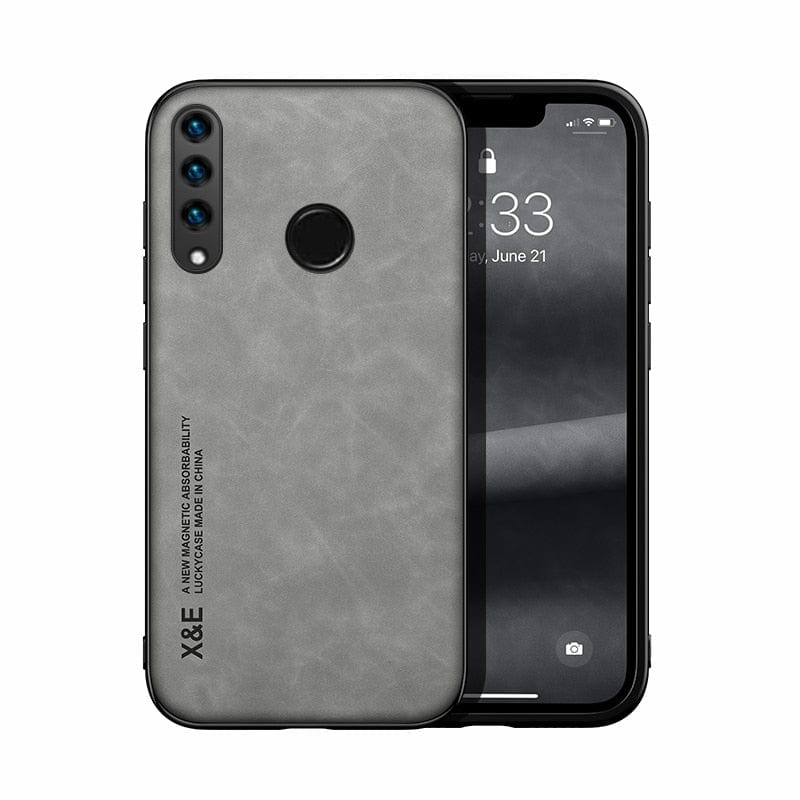 ÆLECTRONIX Huawei P30 / Light Gray Leather Magnetic Case For Huawei P30