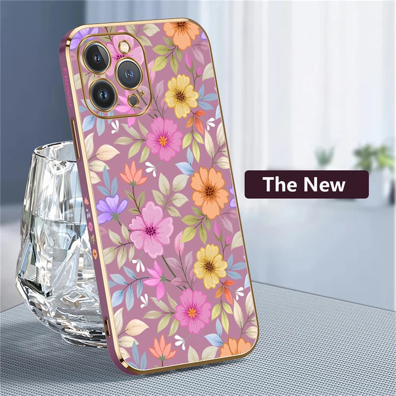 Flowers Pattern Cover Case For iPhone