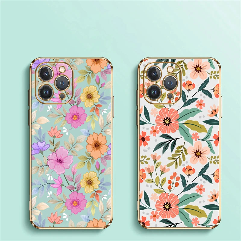 Flowers Pattern Cover Case For iPhone