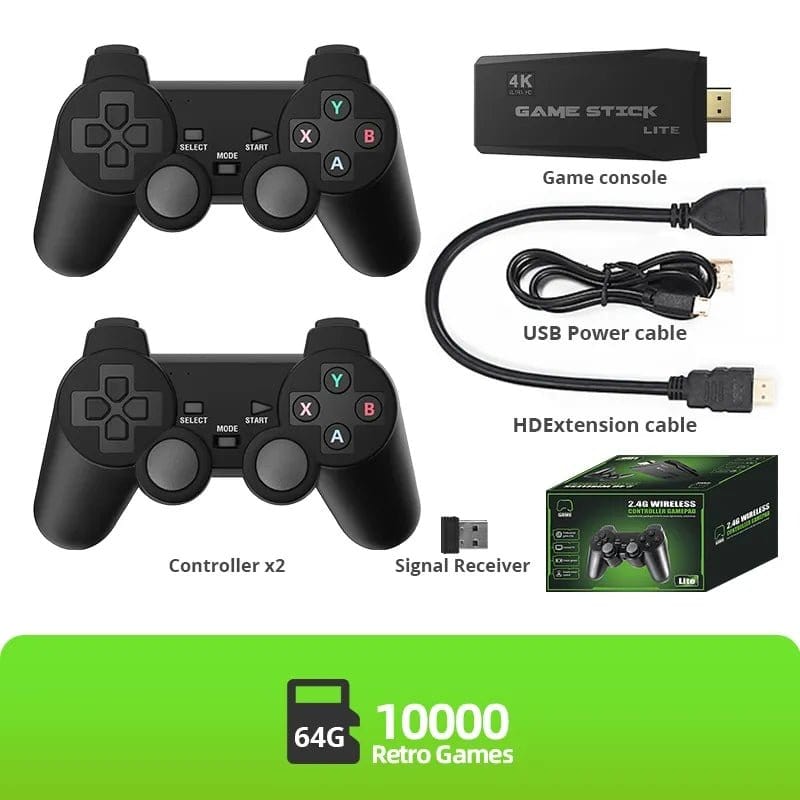ÆLECTRONIX 64G with 2 Controller DATA FROG Retro Game Stick Console 4K with 10000 Games