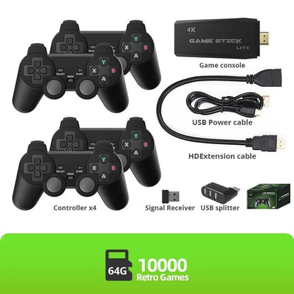 ÆLECTRONIX 64G with 4 Controller DATA FROG Retro Game Stick Console 4K with 10000 Games
