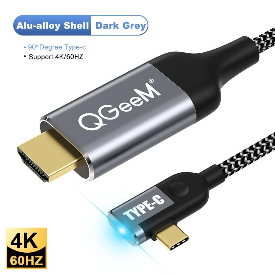 ÆLECTRONIX cables Gray (90 Degree Connector) / 1.2 m USB C to HDMI Cable 4K