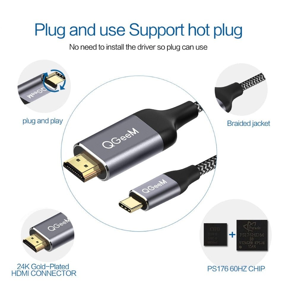 ÆLECTRONIX cables USB C to HDMI Cable 4K