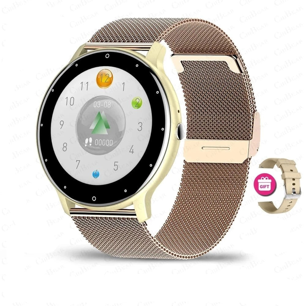 ÆLECTRONIX Golden Mesh Belt / Bluetooth Call Smart Watch AMOLED Display