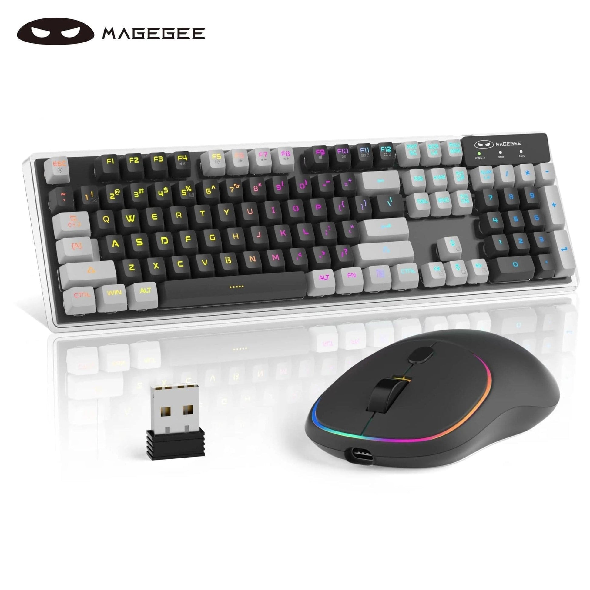 ÆLECTRONIX Gray-Black MageGee Wireless Gaming Keyboard and Mouse Combo