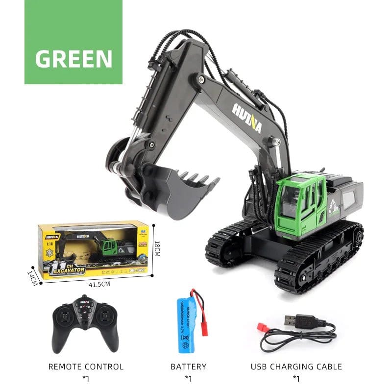 ÆLECTRONIX Green HUINA 1558 1:18 RC Excavator