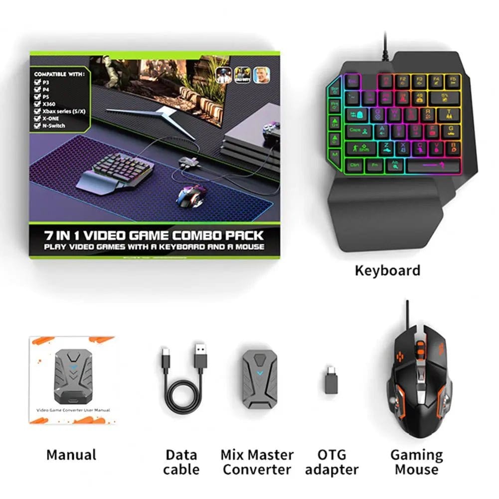 ÆLECTRONIX MIX Master One Handed Gaming Keyboard And Mouse Set for PS3/PS4/PS5/Xbox ONE/Switch/PC
