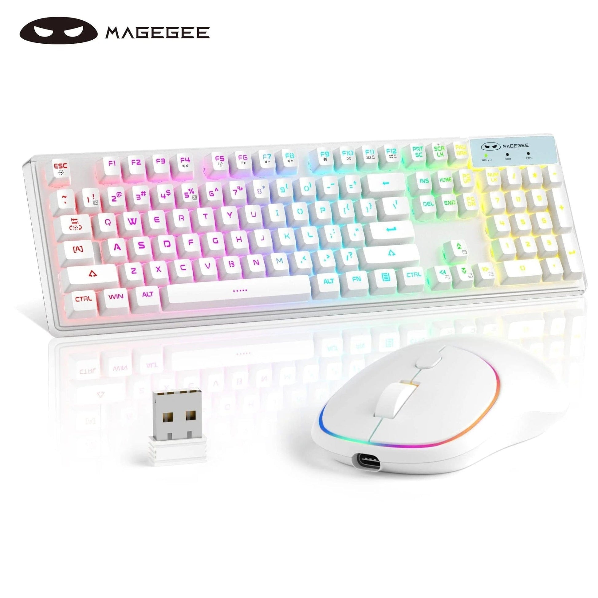 ÆLECTRONIX White MageGee Wireless Gaming Keyboard and Mouse Combo